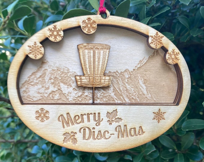 Disc Golf Ornament Mountain Scene