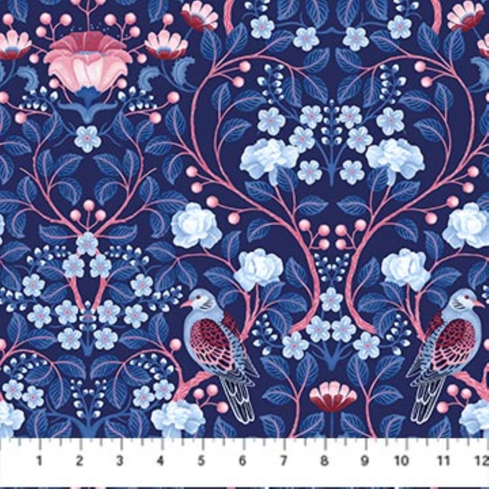 Delightful Tapestry C10253 Blue - Riley Blake Designs - Floral Flowers  Tone-on-tone Roses - Quilting Cotton Fabric