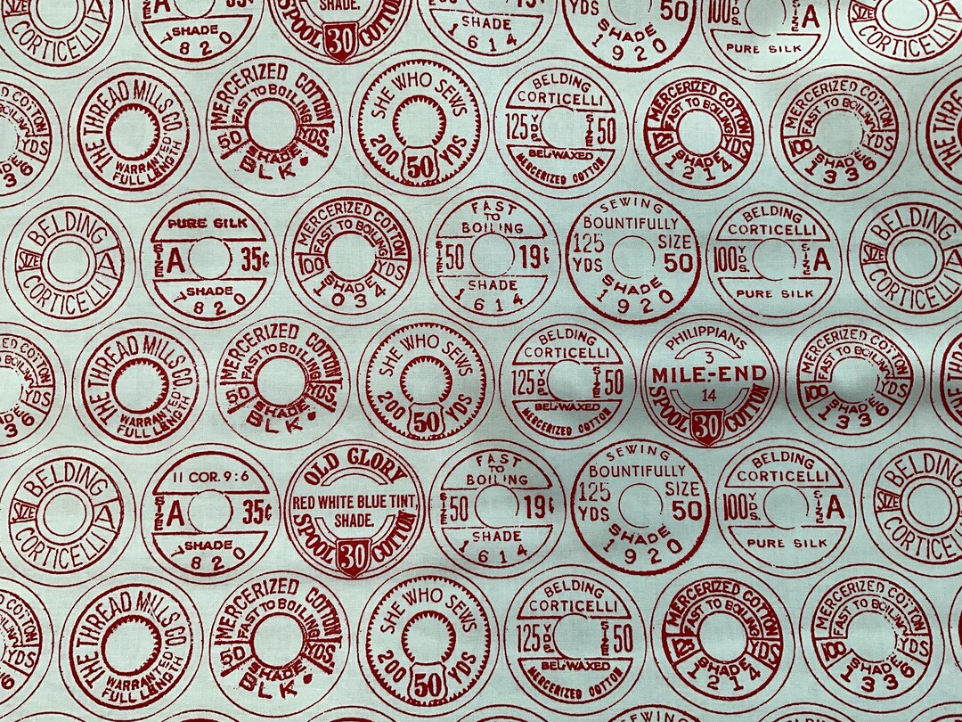 She Who Sews by Riley Blake Red Spools on White Background - Etsy