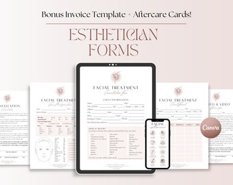 Facial Treatment Form, Printable Skincare Consent Form, Canva Template, Facial Consultation Form,Esthetician Templates, Beauty Salon Forms