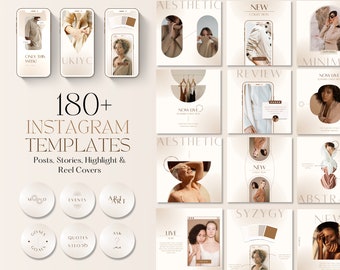 Neutral Instagram Templates: Minimalist Fashion & Jewelry (Canva)