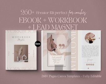 Ebook Workbook Canva Template for Coaches | Coaching Ebook Design & Lead Magnet Bundle for Course Creators | 260 Pages, Digital Product