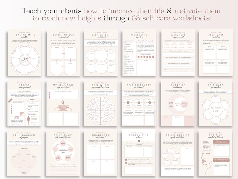 Photo inspiration: Fresh Look at Self Care Coaching Bundle Canva Templates Self Care Workbook Canva