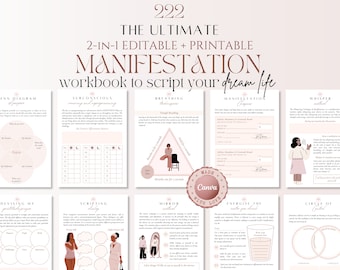 Manifestation Coach Workbook: Law of Attraction Canva Templates, Printable Planner, Coaching Templates (222 Pages)
