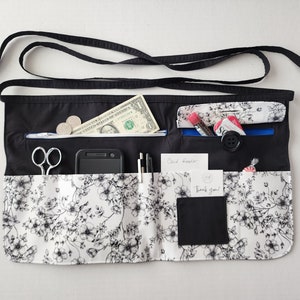 Custom 8 pocket Vendor Apron with Zipper - perfect for Farmers Markets, Crafters, Vendors, Teachers, Sewing, Servers, Waitresses, Half Apron