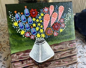 Flower Vase 8 - Acrylic on 4x4 Canvas - 2022