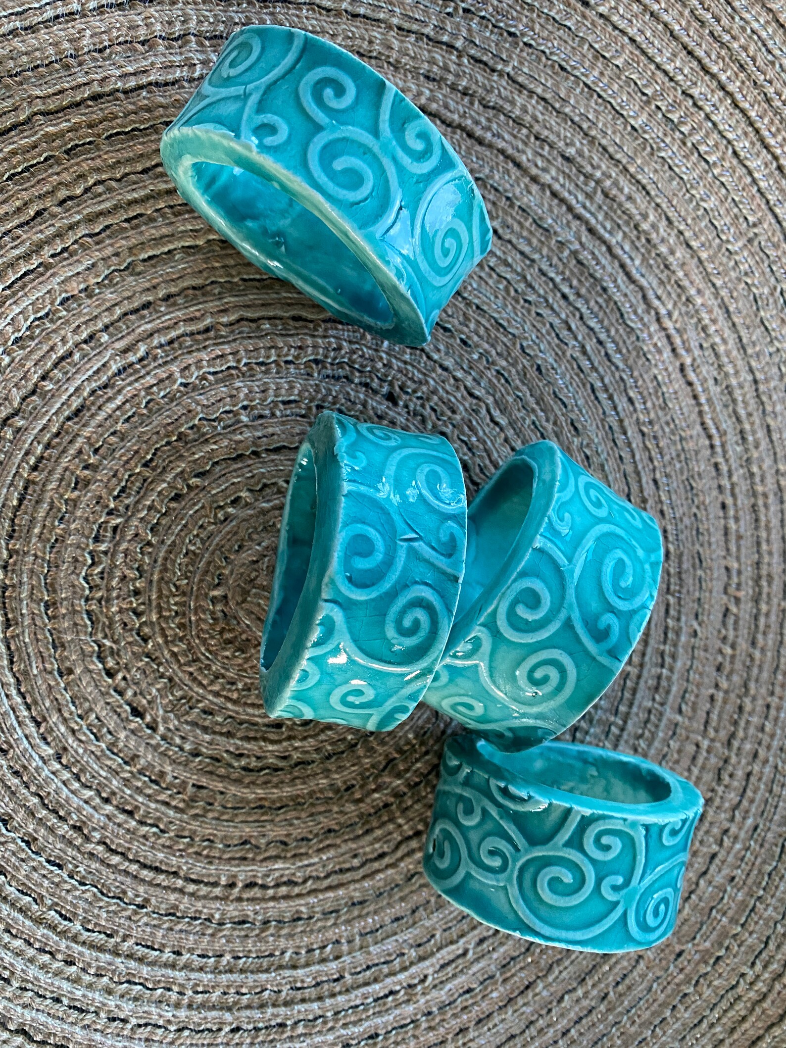 Ceramic napkin rings clay napkin rings teal napkin rings Etsy
