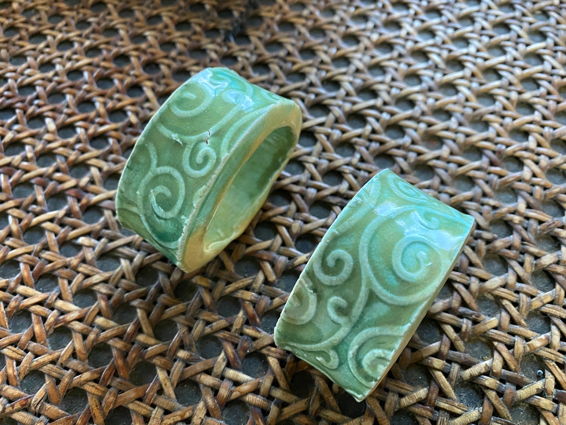 Ceramic Napkin Rings Clay Napkin Rings Teal Napkin Rings Etsy