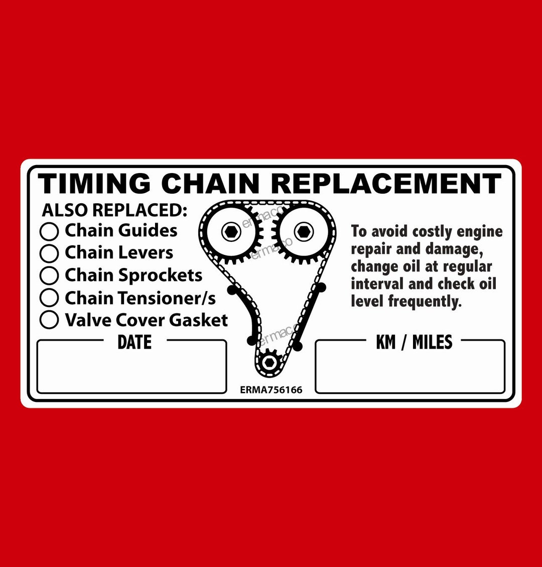 Timing Chain Stickers Replacement Reminder List of Parts Etsy