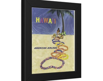 Hawaii via American Airlines Framed Paper Poster (8x10)