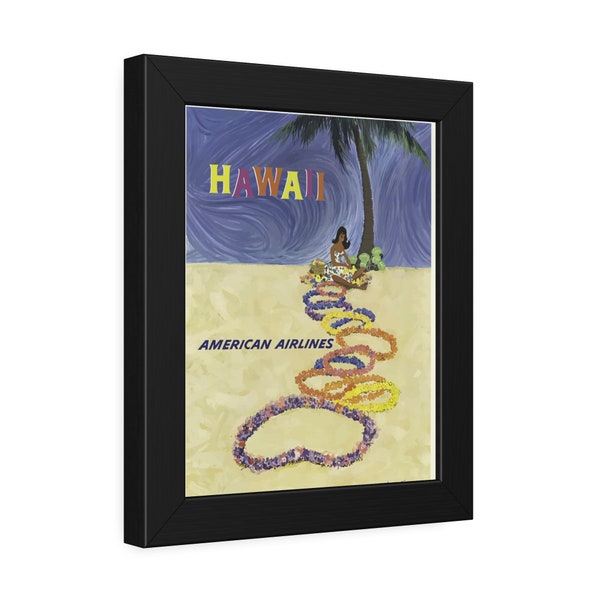 Hawaii via American Airlines Framed Paper Poster (8x10)