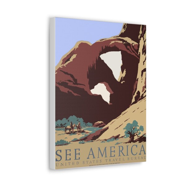 US Travel Bureau Poster Wall Art Canvas Cowboys Horse Desert Rock 1939