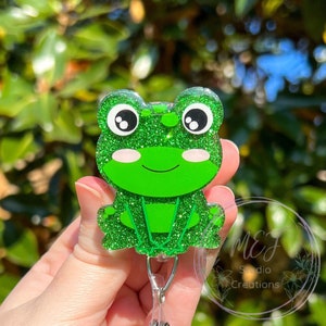 Frog Glitter Interchangeable Badge Reel Frog Glitter ID Holder