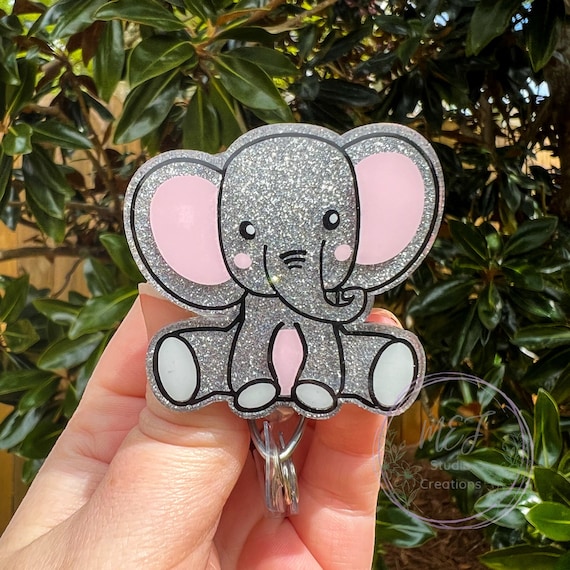 Elephant Glitter Interchangeable Badge Reel Elephant Glitter ID
