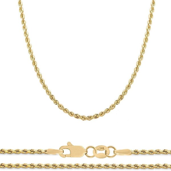 14k Solid Gold Diamond Cut Rope Chain Etsy
