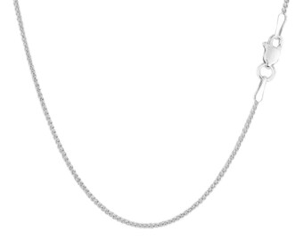 14 Karat White Gold Round Diamond-Cut Wheat Chain Necklace 1.2mm (Length: 16"-30")