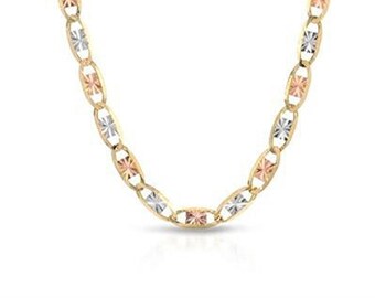 14K Three Tone Gold Yellow Gold, White Gold, & Rose Gold Necklace 4.5MM (18"-24")