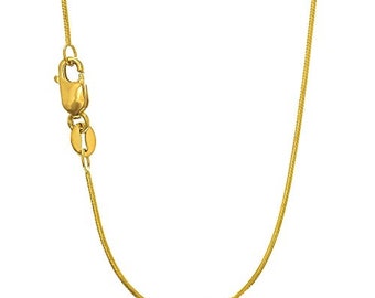 14K Solid Yellow Gold Round Snake Chain Necklace, 16" 18" 20" 24" Inch, Width 0.7mm Or 1mm, 14K Gold Snake Chain, 14K Snake Chain,