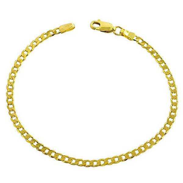 14 Karat Yellow Gold SOLID Curb Chain Anklet Ankle Bracelet 2.6mm 10"