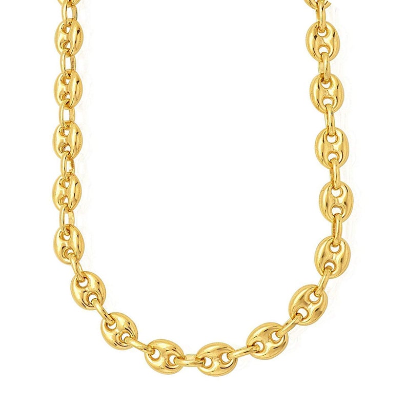 14K Gold Puffed Anchor Mariner Chain 14K Gold Chains 5mm 18 20 24 Chain