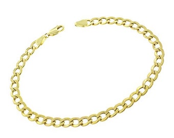 10 Karat Yellow Hollow Real Gold curb Link Bracelet 6 MM Width length 8.25 Inches
