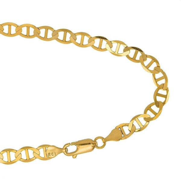 14KT Yellow Gold Mariner Chain Anklet Ankle Bracelet 3.2mm 10"