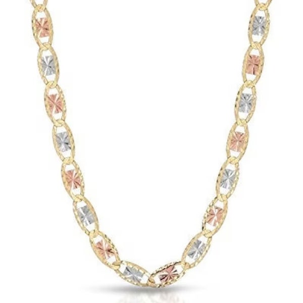 14k Tri-Color Italian Gold Valentino Chain Necklace – 1.5mm To 4.8mm Thickness, Various Lengths