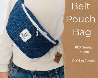Patrón de costura para bolso de cinturón, patrón PDF para riñonera, bolso bandolera, patrón de riñonera, bolso unisex