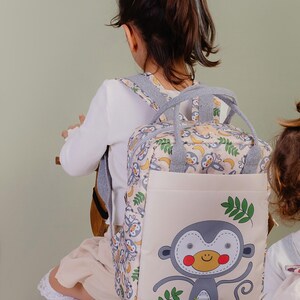 Sac à dos imperméable singe pour enfants pour les tout-petits et l'école, sac à dos pour la maternelle - lavable et fonctionnel, parfait pour les 7-11 ans