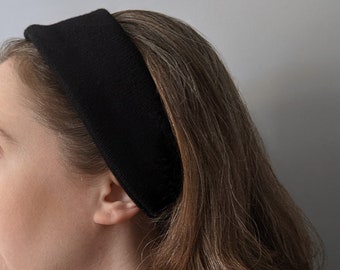 Black WOOL KNIT Headband, 100% Wool, Wool Headband, Sweater Headband, Luxury Headband, Couture Headband, Ear Warmer, Sustainable, All Sizes