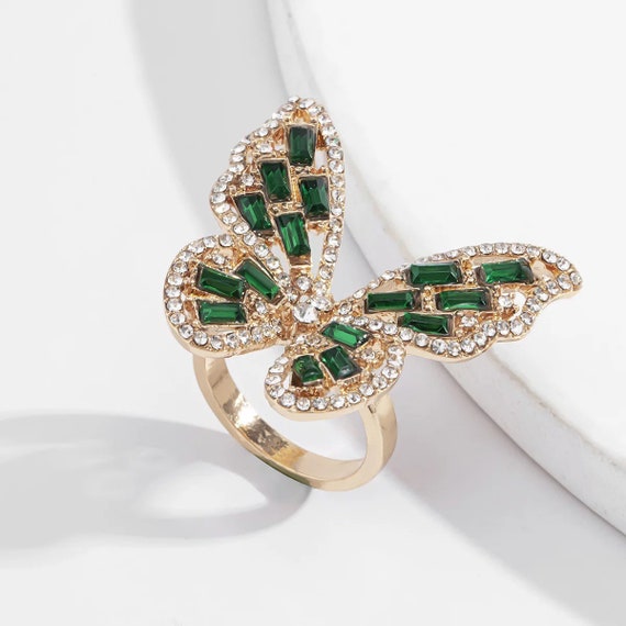 Butterfly Rings Crystal Butterfly Ring Crystal Ring Butterfly