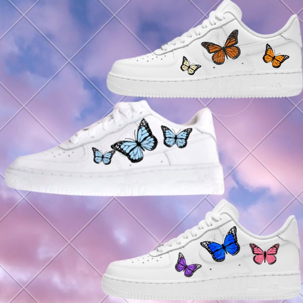 Custom Butterfly Air Force 1s (White, Black, Yellow, Orange, Brown, Tan, Red, Pink, Purple, Blue) AF1 Ones (ALL COLORS & SIZES AF1)