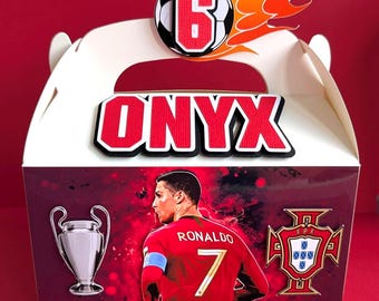 Caja de regalo personalizada para fiesta de Ronaldo / Bolsa de caramelos de cumpleaños de fútbol