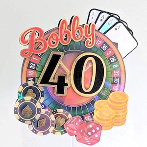 Décoration de gâteau 3D Poker Casino | Décoration de gâteau d'anniversaire | Décoration de gâteau personnalisée et personnalisée