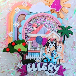 Topper per torta Shaker 3D Bluey / Topper per torta di compleanno / Topper per torta personalizzato e personalizzabile