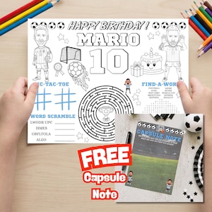 Hoja de actividades de cumpleaños de Messi, Nota breve, Tema de fútbol M02 (Descarga digital)