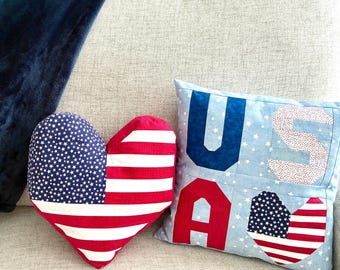 Patriotic Throw Pillows Quilt Pattern, USA Patchwork Decor/Gift (PDF Digital Download)