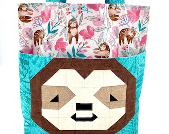 Patrón de bolso de mano perezoso sonriente PDF Descarga digital por Angela's DIY Designs - patrón de bolso de mano perezoso, animal, selva tropical