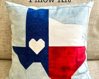 Texas Pillow Kit with Pattern, DIY Quilt Kit, Texan Home Decor