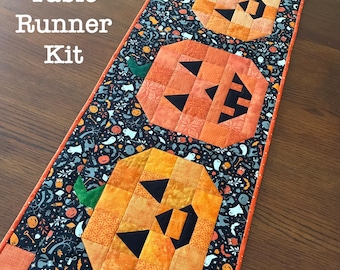 Jack-O-Lantern Pumpkin Table Runner Kit with Pattern, Halloween Quilt Project