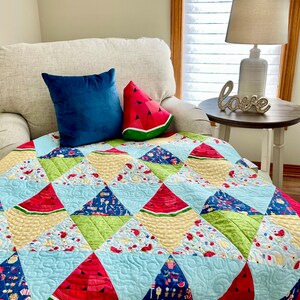 Patrón de colcha de sandía en patchwork, para principiantes en la técnica de patchwork con frutas de verano (descarga en PDF) imagen 6