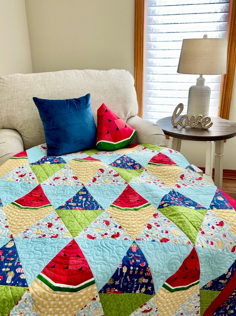 Patrón de colcha de sandía en patchwork, para principiantes en la técnica de patchwork con frutas de verano (descarga en PDF) imagen 6