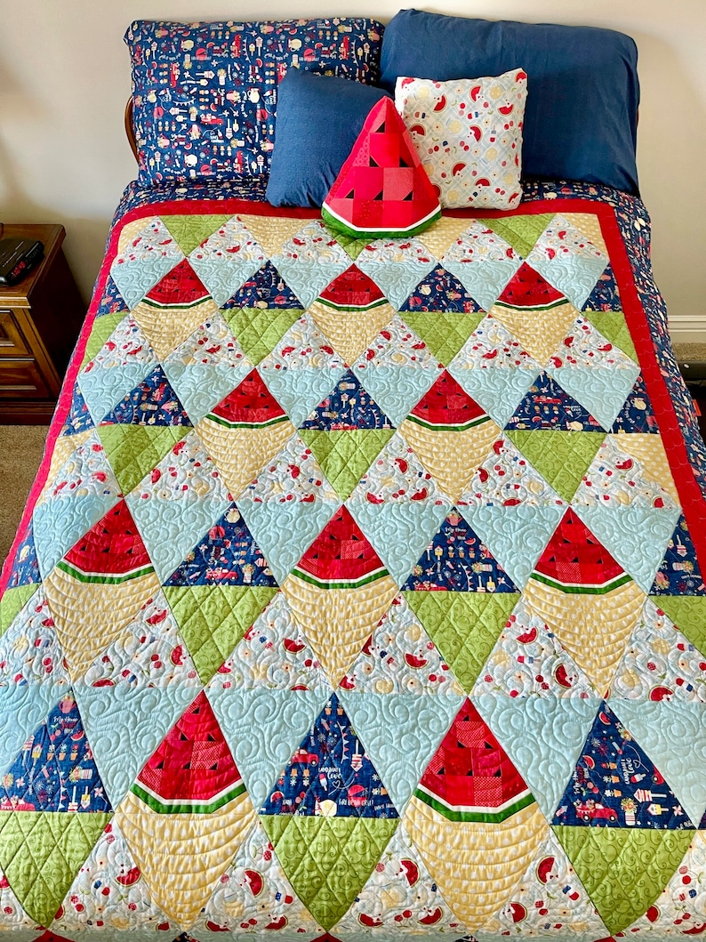 Patrón de colcha de sandía en patchwork, para principiantes en la técnica de patchwork con frutas de verano (descarga en PDF) imagen 7