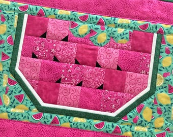 Sweet Summer Watermelon Table Runner Quilt Pattern, Easy Patchwork Sewing (PDF Download)