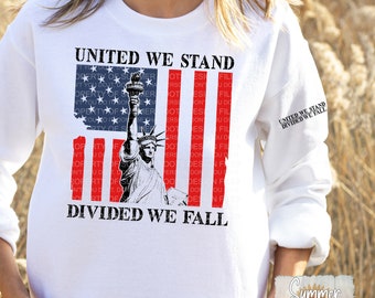 America USA Flag United We Stand Divided We Fall SVG PNG Design | Digital Download File