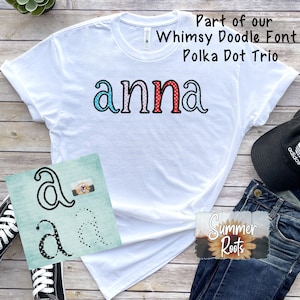 Whimsy Doodle Font Lower Case Polka Dot SVG Trio Bundle Design | Digital Download File