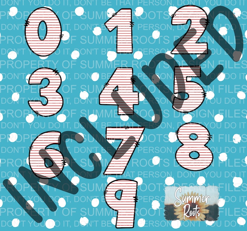 Fun Whimsical Number Font Bundle Matching Our Other Font Etsy