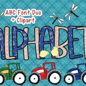 My Anna Banana Blue Paisley Bandana and Cream Wheat Pattern PNG Font Duo Bundle With Clipart To Our Always Growing Anna Banana Fun Font