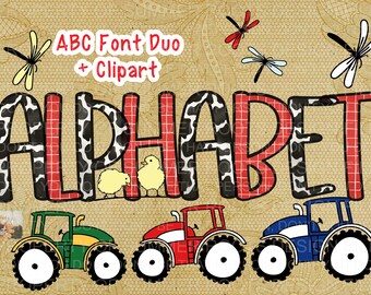 My Anna Banana Cow Print and Red White Pattern Font Duo PNG Bundle With Clipart