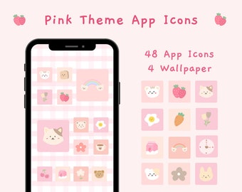 Cute Aesthetic App Icons | Pink Theme App Icons | Kawaii App Icons | iPhone iOS 14 & iOS 15 App Icons | Android App Icons | azizahcreates